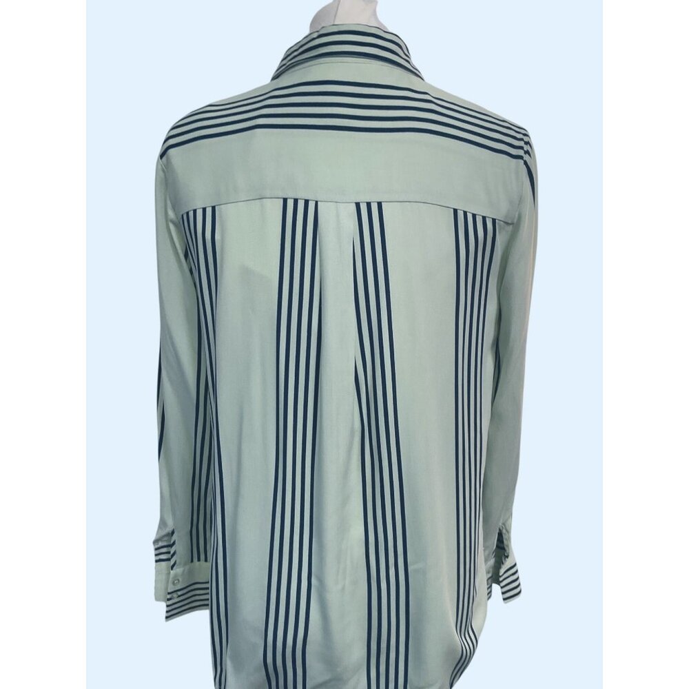Ichi Pistachio & Navy Striped Soft Viscose Button… - image 3